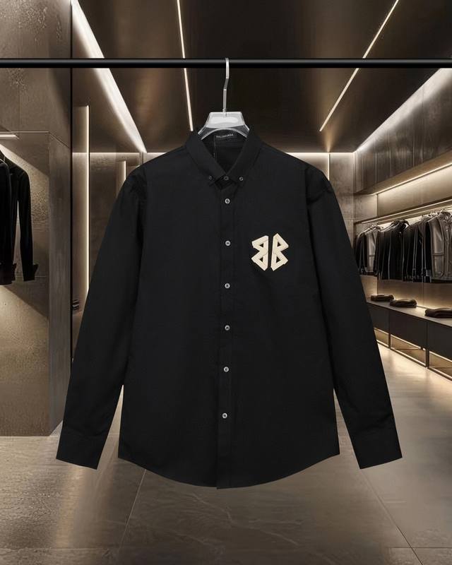 200 Balenciaga 巴黎 爆款来袭 超强工艺 经典立体胶带烫压印Logo长袖宽松版型衬衫 2025Ss官网新款长袖 衬衫 衬衣，精美立体Logo 高端