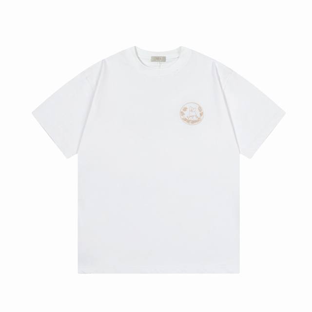 110 隔天到 Dior 迪奥 Cd 字母 小猫花卉刺绣 Logo标识精致升级，灵感源自八十年代复古 原版面料 官方同款 短袖T恤 定制300克同缸染面料 手感