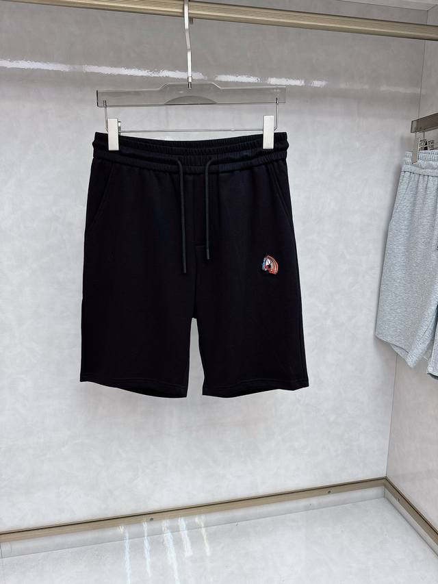 P130 ［Hermes 爱马仕］ 爆款定制400克活性版纯棉面料短裤 面料舒适有质感五分裤 码数：S-Xxl 颜色：黑