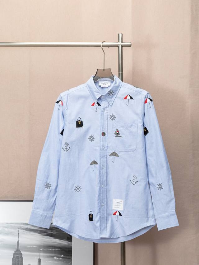 170 Thom Browne.汤姆布朗 官网同步 Tb经典衬衫全身刺绣雨伞包包 船帆 图案 全身采用进口缝纫设备缝制 针距细密 面料百分百纯棉 透明琉璃扣子