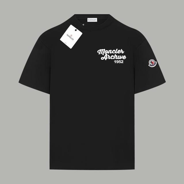 90 Moncler 蒙口 2025官网同款 发泡1952标识Logo字母 双纱纯棉短袖 - 280G双纱纯棉顶级面料 手感柔软 百分百纯棉独家出货 定染硫化黑