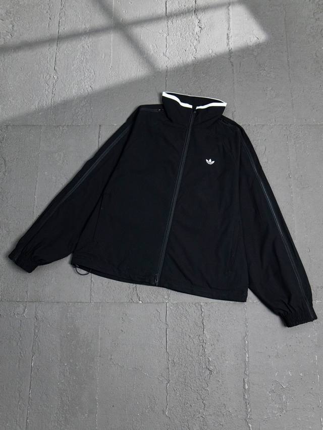 280 最高版本 Adidas 阿迪达斯 巴黎味十足的阿迪达斯经典三条杠一套多穿三叶草侧边拉链超松弛感设计运动套装裤子 正确版本 男女同款 定制定染70D平纹梭