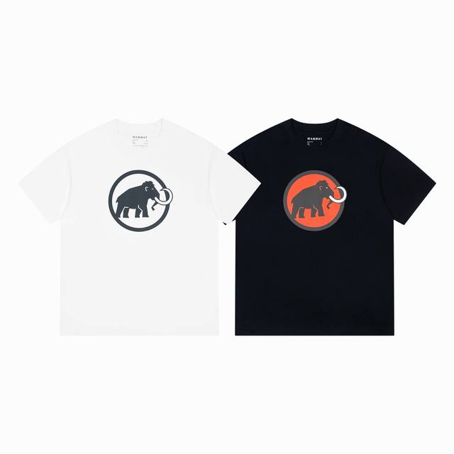 P100 高品质 猛犸象 Mammut 夏季圆领印花经典字母大象 款号：B19 面料：定制冰感爽滑棉 码数：S-2Xl 颜色：黑白两色