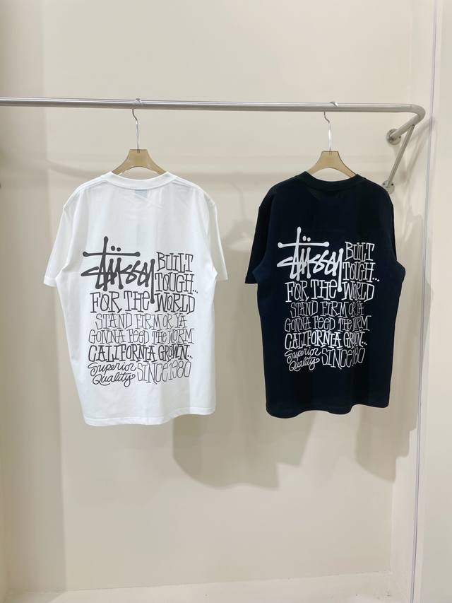 P70 A14# 斯图西 Stussy 春夏系列经典款印花字母Logo 260克双纱面料 宽松版型男女同款 码数：S M L Xl 颜色：黑白两色
