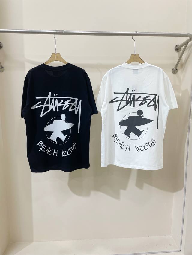 P70 A06# 斯图西 Stussy 春夏系列经典款印花字母Logo 260克双纱面料 宽松版型男女同款 码数：S M L Xl 颜色：黑白两色