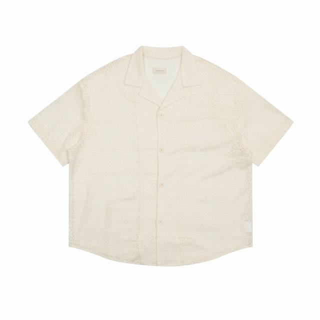 P110 A84#白底图 Aime Leon Dore Rico Shirt 复古镂空衬衣 订制镂面料 花型对位 细节满分 精工细节 辅料细节 Color:杏色