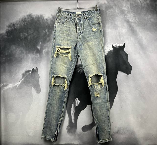 130款号Fz064 正确版本Fear Of God 4Th四季神牛修身直筒双膝破坏高街拉链水洗做旧美式牛仔长裤 贾斯丁比伯同款 关于辅料：定制辅料 钮扣 皮标