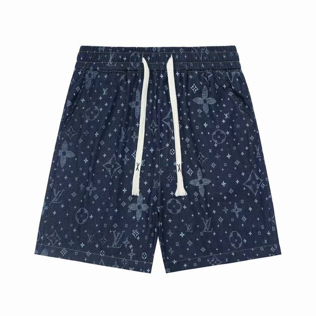 140 隔天到 Louis Vuitton 路易威登 25Ss早春新款 轻奢主义 男女同款 牛仔短裤 重工提花洗水牛仔面料 松紧腰拉绳裤腰 直筒裁剪版型 满身L