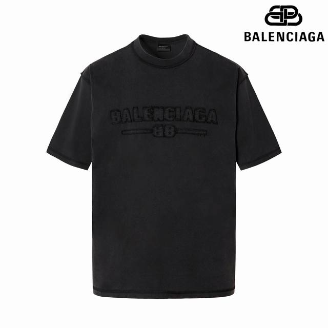 9181# P120 细节图 顶级版本 Balencia*Ga 官网品质 巴黎新款字母Logo胸前贴布刺绣短袖T恤 Os版型 宽松落肩 男女同款 面料：280克