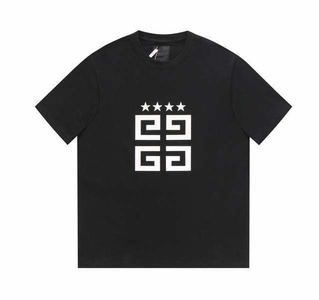 P100 Givenchy 最新款五角星印花短袖 采用260克重长绒棉面料！手感非常舒服 Os落肩版型，时尚又个性，超级百搭的一款！螺纹领口不松垮 高温固色 通