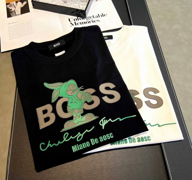 110 Boss 2025年新款春夏纯棉潮牌270克重短袖T恤上新：Boss家经典字母搭配植绒铁皮设计结合硅胶工艺定制凸现重工感官，颜色色彩视觉效果拉满！男女穿