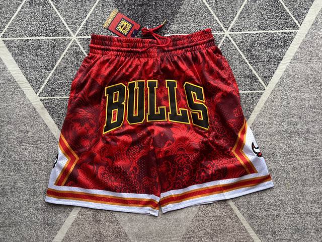 90 款号K75 顶级刺绣版本 Mitchell &Ness X Just Don联名芝加哥公牛队虎年限定 刺绣球裤 篮球短裤 Just Don Nba 球队球