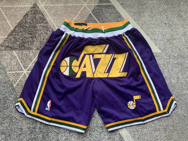 90 款号K85 顶级刺绣版本 Just Don Nba Miami Heat Team Shorts 贾斯顿 Nba 爵士队 刺绣球裤 篮球短裤 颜色：紫色