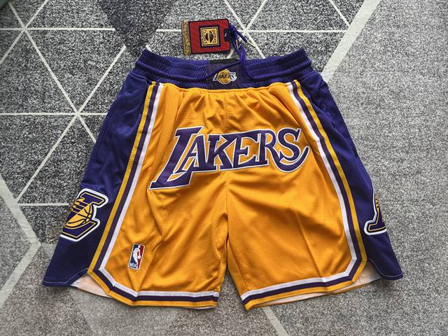 90 款号：K48 顶级刺绣版本 Just Don Nba Los Angeles Lakers Team Shorts 詹姆斯 浓眉主场Nba 洛杉矶湖人队2