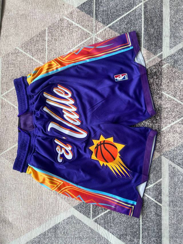 90 款号K18 顶级刺绣版本 Mitchell &Ness 24款太阳队紫色城市版 杜兰特 同款复古高街刺绣球裤 篮球短裤 Just Don Nba 球队球裤