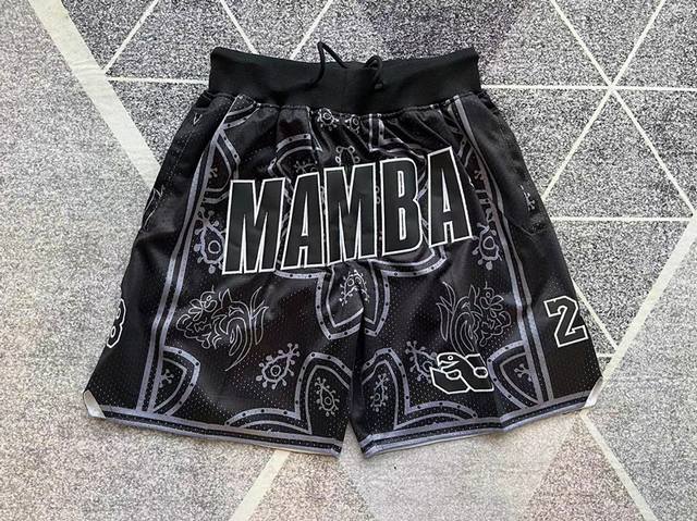 90 款号：K26 顶级刺绣版本 Just Don Nba Los Angeles Lakers Team Shorts 科比黑曼巴限定花卉球裤 黑曼巴限定色