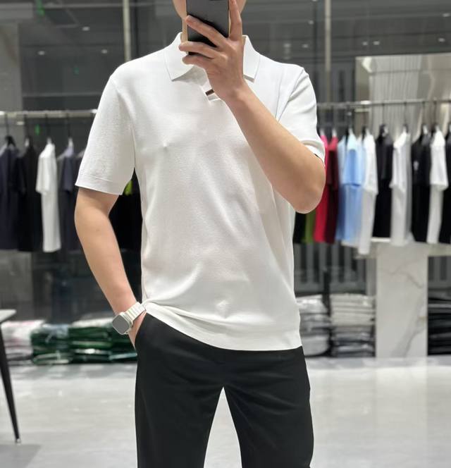 P330Zeg*A 杰尼*亚 2025 春夏新款男士翻领针织短袖T恤！高端潮物，众星追捧时尚款！各大明星网红人手一件的出街单品。高级定制丝光棉伊力特面料，手感细