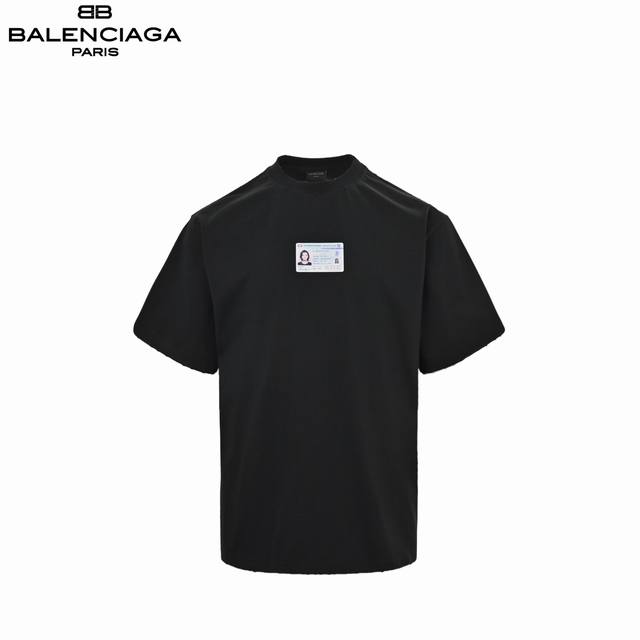 : 180 Balenciaga 巴黎世家 25Ss 身份证短袖 高版本不变形 Os 宽松版型 男女同款 黑色 Size:Xs-L