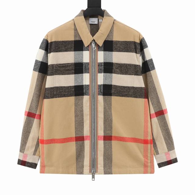 440 Burberry巴宝莉Bbr大格纹羊毛拉链衬衫外套 定织定染羊毛混纺格纹面料。大身定制原版一致纯棉羊毛混纺面料。全身多处对位拼接操作，整件衣服对位对格，
