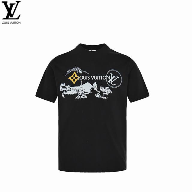 ：160 Louis Vuitton 路易威登户外素描品牌字母Logo印花短袖 - 胸前品牌字母印花后背贴布Logo大牌感十足 高端大气完美演绎 经典圆领不挑人