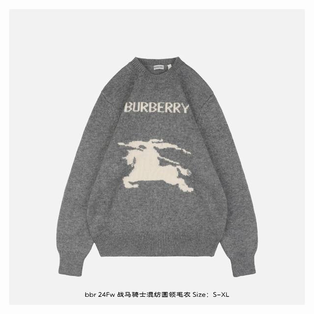 ：430 Burberry 博柏利 24Fw 战马骑士混纺圆领毛衣 精选高品质的羊毛与羊绒原料，按照一定的比例进行混纺，毛衣的手感更加软糯，解析原版，对纱线进行