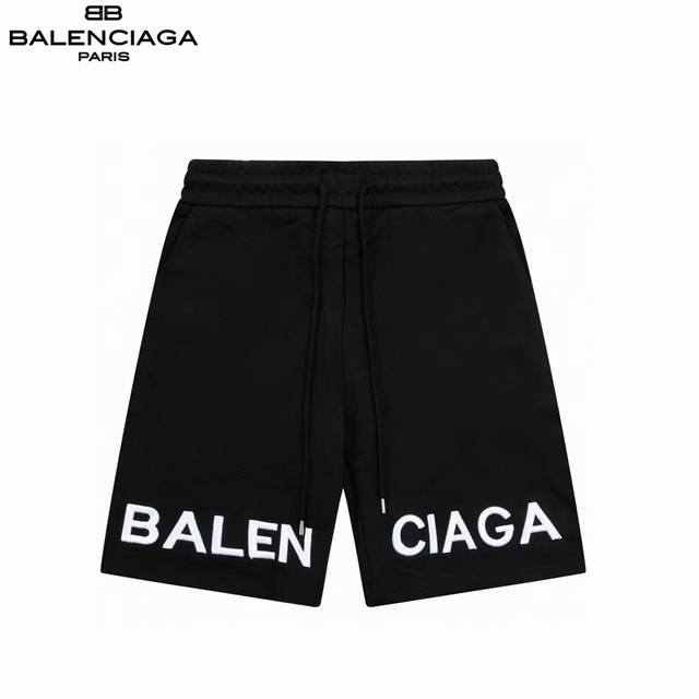Balenciaga 巴黎世家经典并排绣花短裤 简约 Logo标识刺绣 五分裤、采用360G高品质纯棉 面料、超级质感 舒适柔软透气 休闲宽松版型 潮流男女同