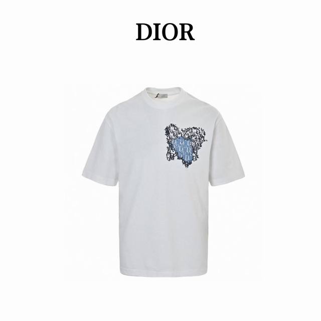 Dior 迪奥 爱心印花短袖 Logo标识精致升级，灵感源自八十年代复古原版面料 官方同款 短袖T恤定制260克同缸染面料 手感非常舒服 春夏最新砖柜同步 时