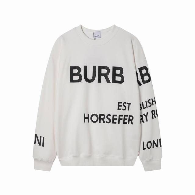 上新 高品质 Burberry 巴宝莉 弹幕印花字母圆领卫衣 采用420克双股纯棉毛线卫衣面料 Os落肩宽松版型 上身效果宽松休闲 三标齐全 男女同款 颜色:黑