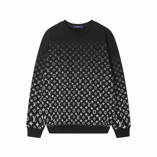 上新 高品质 Louis Vuitton Lv路易威登 秋冬新款老花渐变满印圆领卫衣 采用420克双股纯棉毛线卫衣面料 Os落肩宽松版型 上身效果宽松休闲 三标