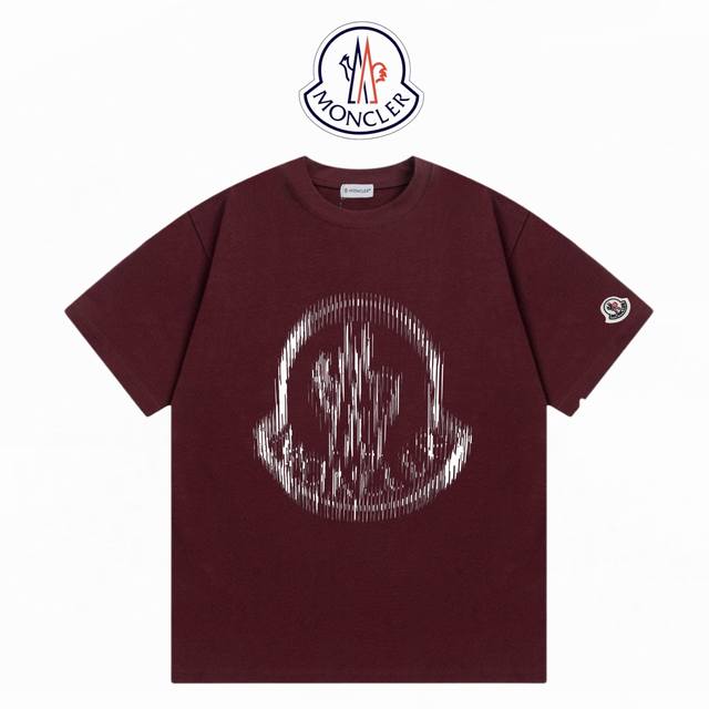 160 Moncler盟可睐 直喷模糊Logo官网款 重磅双纱300克短袖 ：安哥拉红 ：Xs-L