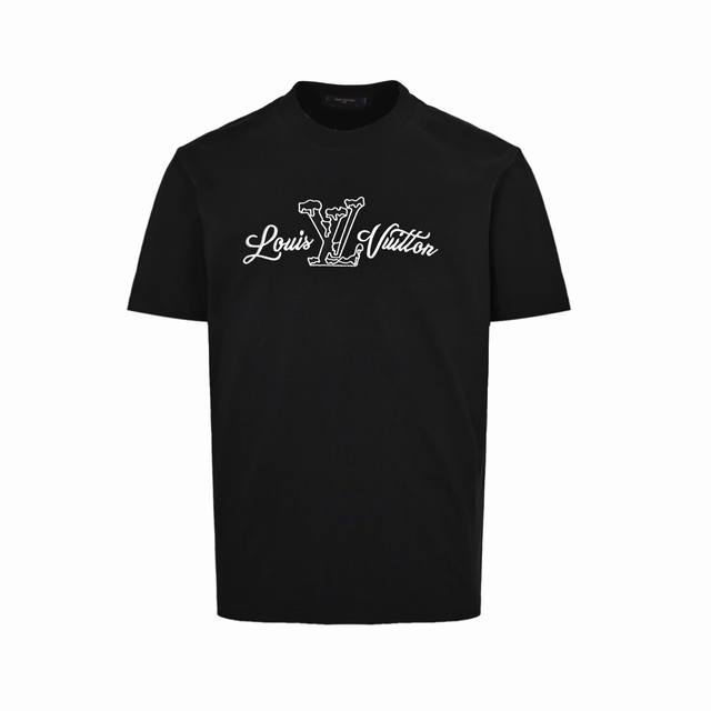 ：160 Louis Vuitton 路易威登 25Ss 刺绣Logo短袖 面料采用260克重精梳棉，定制32支2*2螺纹，成衣经过水洗舒适亲肤无异感，胸口采用