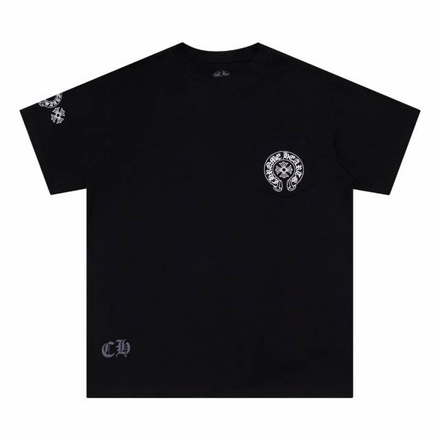 200 高版本Chrome Hearts 克罗心 串标马蹄印花短袖！胸口口袋，面料使用240G克全棉双纱面料 区别于市场低克重普通货 ，纹路清晰可见，质感柔软细