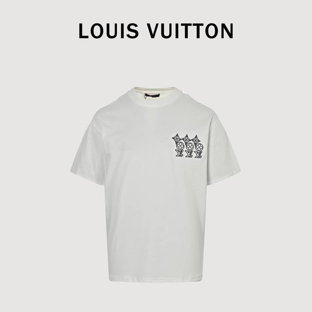 200 Louis Vuitton 路易威登 25Ss 三花刺绣字母短袖T恤 购入原版开发！整衣重工高端刺绣不起皱！区别于市面通货垃圾版本！面料采用320克重纯