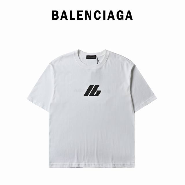 180 Balenciaga巴黎世家Ib前后白墨直喷印花短袖T恤 砖柜同步.第一时间正品研制，欢印对比！面料采用巴黎Zp定织定染全棉双纱。克重270克全棉双纱面
