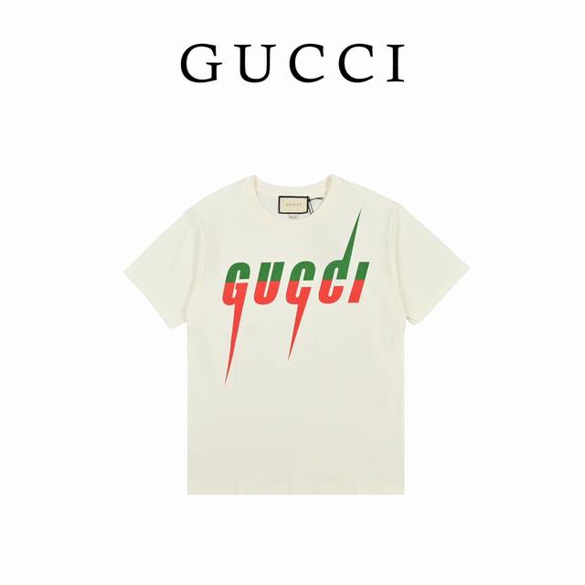 170 Gucci 古驰 19Ss 闪电Logo印花短袖 采用100%长绒棉材质加厚针织棉面料制作而成，粗布面纹路，做蚀毛工艺后的平滑效果，跟以往的款式相比面料