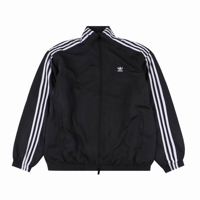 340 Adidas 三叶草 拆卸款扭扭套装徽章小Logo拉链立领外套夹克 1：原版三叶草Logo定制Ykk双开拉链 胸口Logo刺绣设计 经典落肩三条杠设计