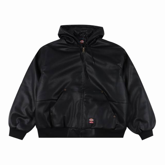 470 Supreme X Dickies 联名款 Fw24 Week16 Hooded Leather Work Jacket 荔枝纹皮质夹克 Supreme