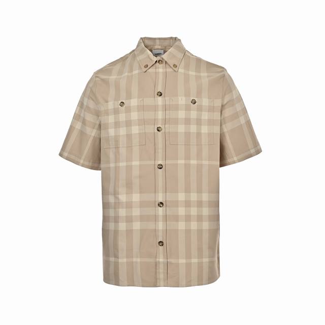 : 230 Burberry 巴宝莉 双口袋格子短袖衬衫 原版国内柜台购入开发，注意此面料全市场无现货，定染纱线，色织规格50 2*50 2 120*90 57