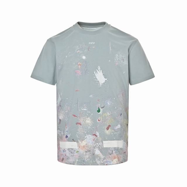 ：180 Off White C O Virgil 17Ss 星空烟花泼墨箭头印花短袖 定制220克全面汗布 粗螺纹 棉质感强 成衣水洗预缩处理不掉色不缩水 一