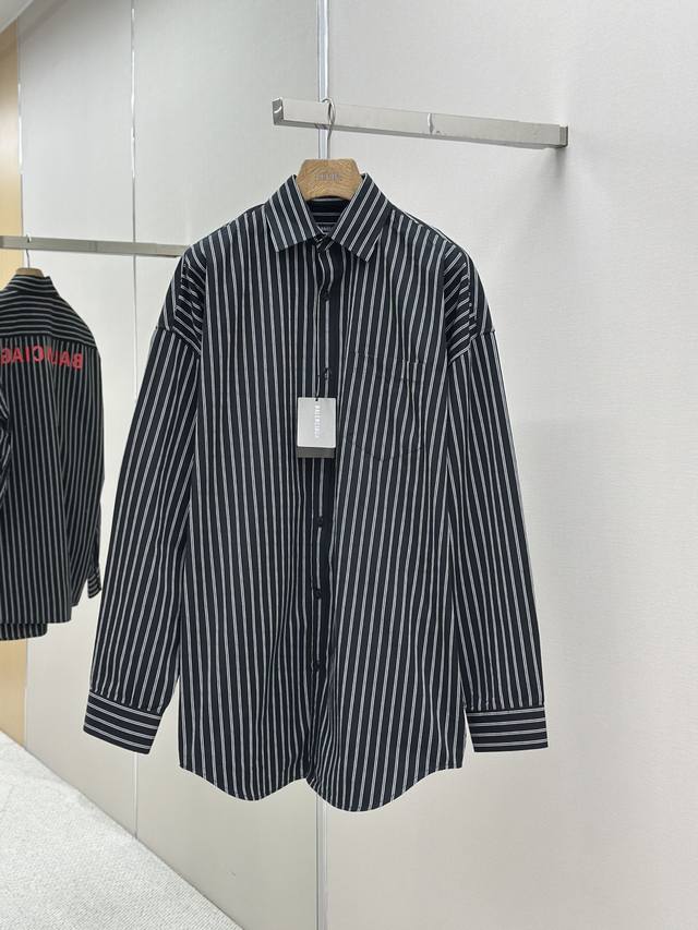 P350 Balenciaga 巴黎世家 25Ss春季 条纹解构双层衬衫 定制面料 全副对位 顶级版本 尺码：S M L Xl