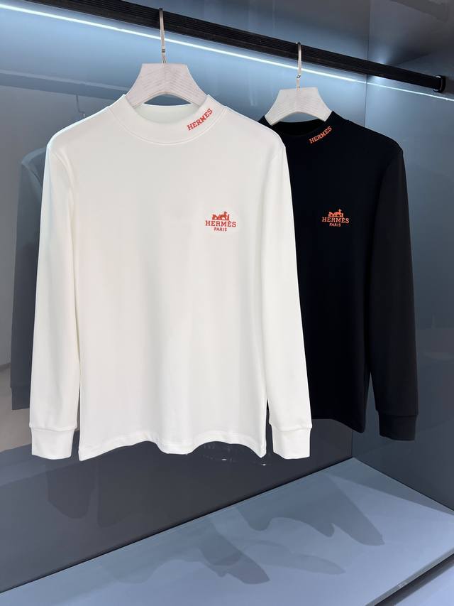 支持年后退换 P230 新品 Ss秋冬Hem*S 男士立体绣标长袖打底衫 柜台同步发售，高精细的奢华品质,轻奢感超强.全新领圈点缀色织元素拥有最新的时尚气质及将