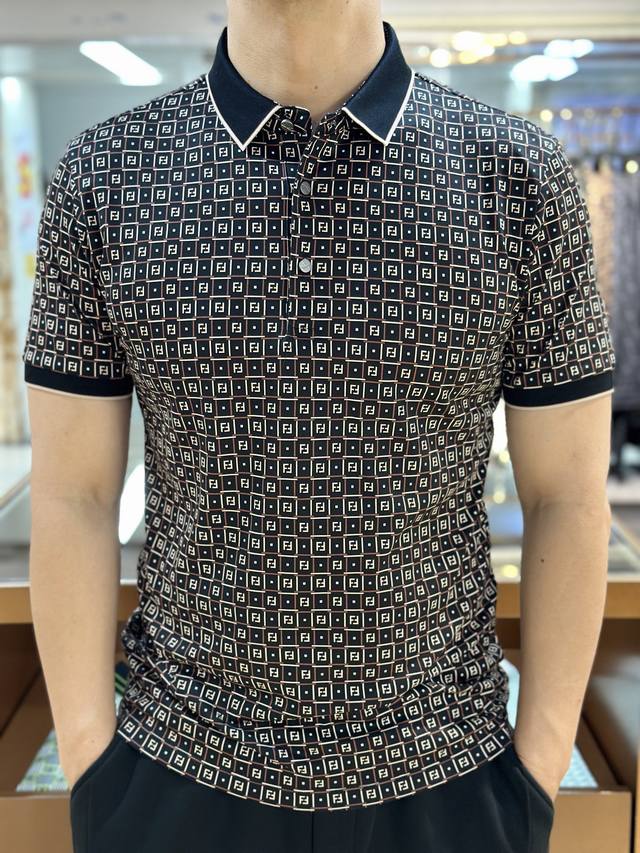 P280 [新品...] 上新 新款短袖Polo衫 丝光棉数码印花 尺码:48.50.52.54.56 款号:Z4101 颜色：棕色