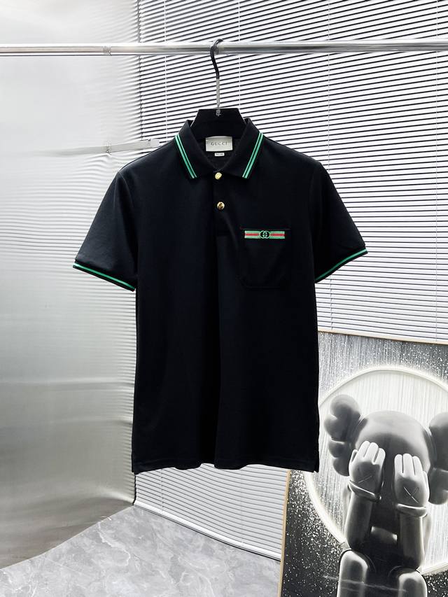P180 古奇 Gucci 2025Ss夏季新款 翻领短袖T恤 Polo衫，高端版本！专柜定制面料 透气舒适度高，细节无可挑剔，品牌元素设计理念，体现高品质。手