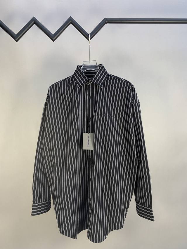 P320 Balenciaga 巴黎世家 25Ss春季 条纹解构双层衬衫 尺码：S M L Xl