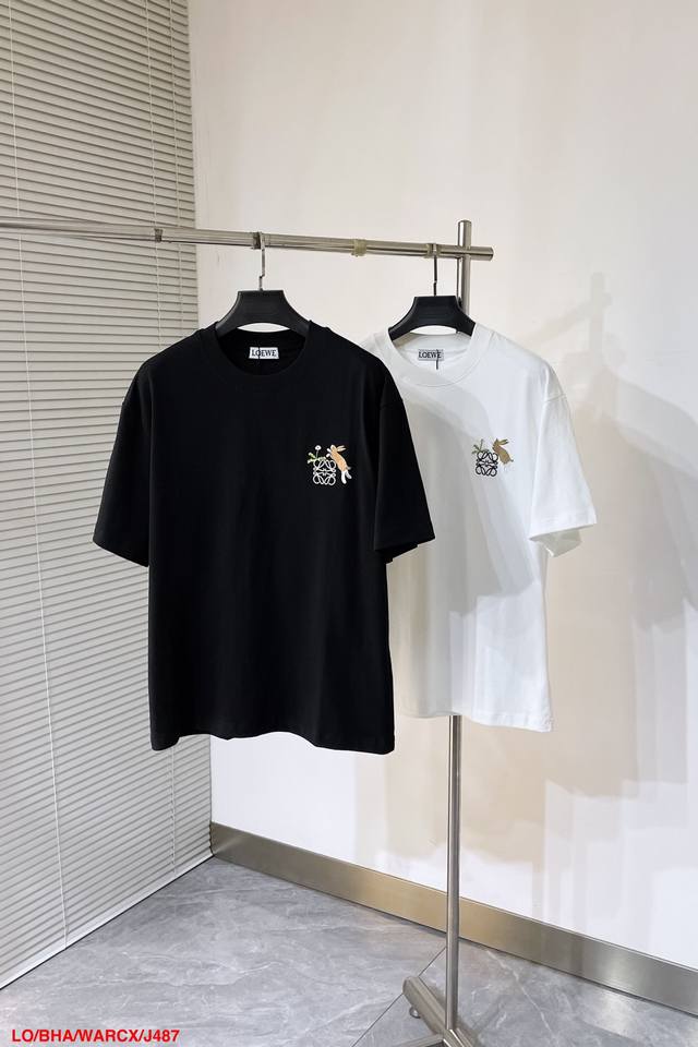 P160 J487 Lo Loewe 罗意威 320克圆领短袖T恤 简约小兔图腾小标刺绣Logo 官方同步 1:1原版开模 时尚个性 百搭潮流 纯原品质 原版洗