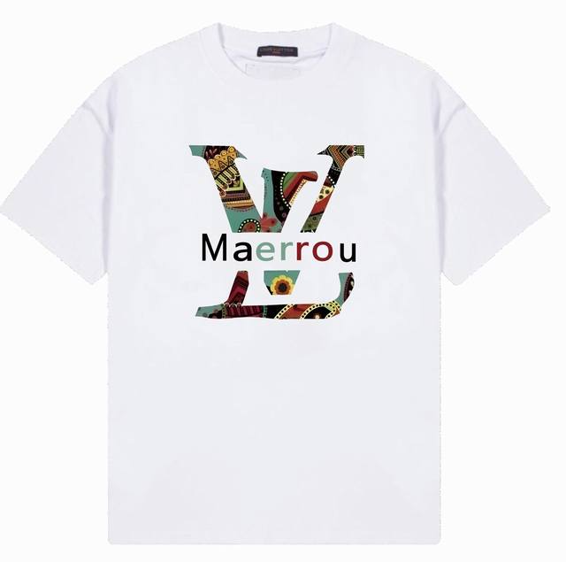 P120 - Louis Vuitton 路易威登 - Lv字母印花撞色短袖T恤 240克双纱纯棉面料 面料颜色定制定染 不缩水不褪色 四标齐全 潮男潮女必备单