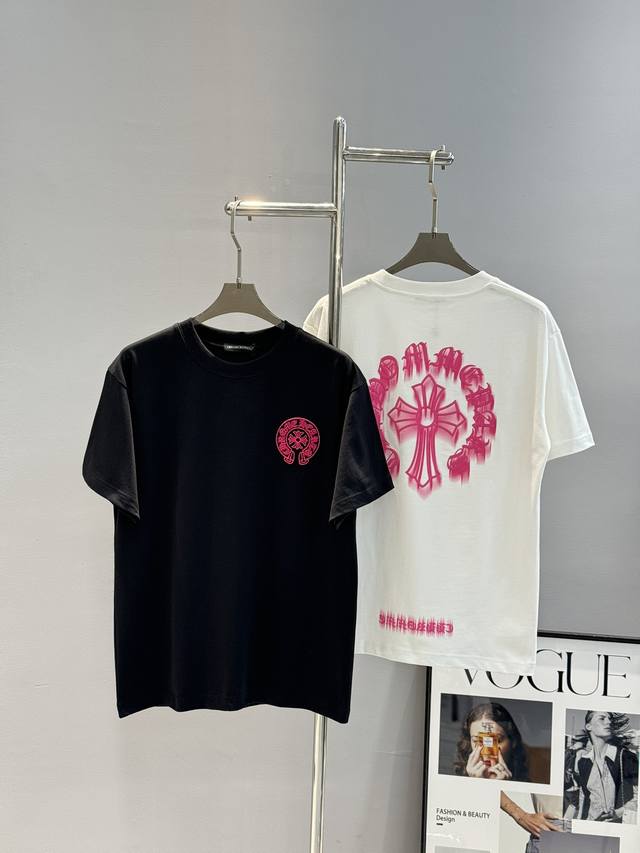 160 Chromehearts*克罗心25S新款T恤.男女同款！马蹄牙刷绣花.后背搭配发泡印花工艺.细节立体感强！潮人必囤的好看单品轻松穿出街头感时髦百搭必入