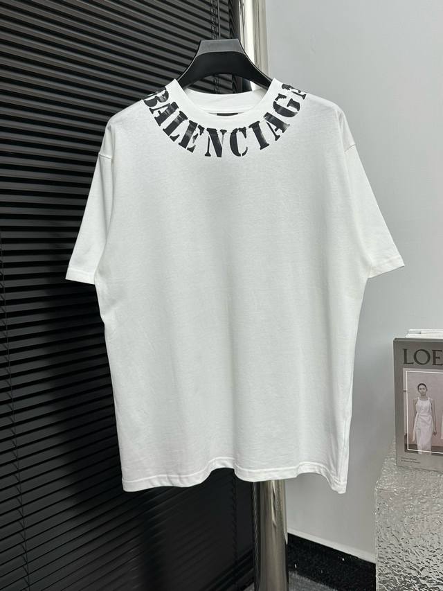 D P120 Balenciag* 巴黎25Ss春夏新款手绘短袖 手绘喷墨情侣款 火爆单品 B家Logo半成品手绘 每一件都是手工喷花 工艺繁杂 新颖的设计让人