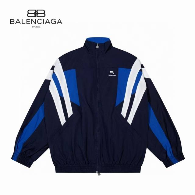 上新 原单 D P230 款号:#Bl090 Balenciaga & 巴黎世家 拼色条纹校服外套 宽松版型 巴黎世家 轻奢主义 男女日常通勤穿搭必备单品 走秀