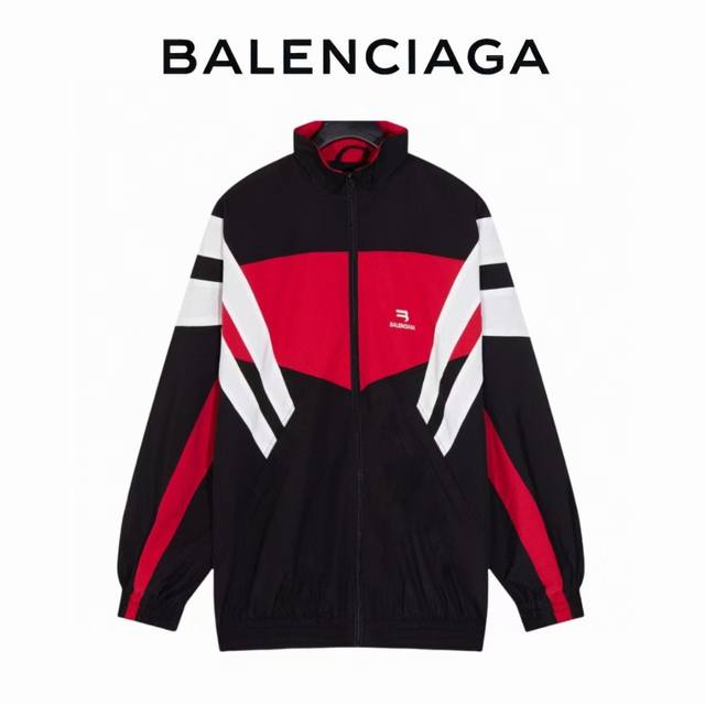 上新 原单 D P230 款号:#Bl089 Balenciaga & 巴黎世家 Blcg Fw Tracksuit 刺绣3B拼色冲锋衣情侣校服外套- 巴黎世家